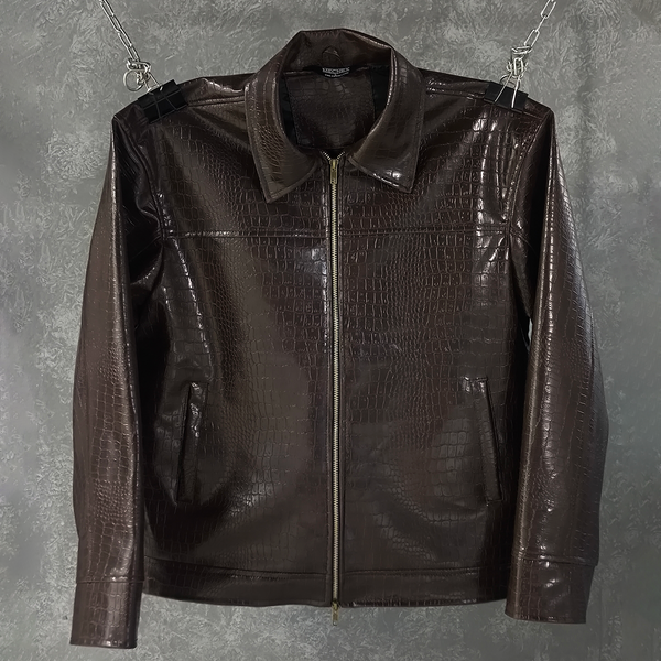 CROC TEXTURED LEATHER JACKET