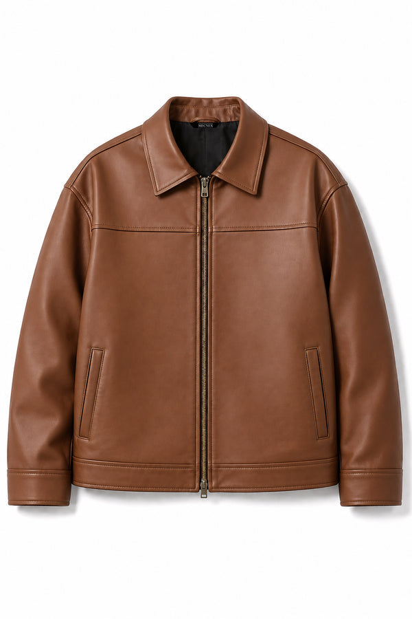 BOXY FIT LEATHER JACKET