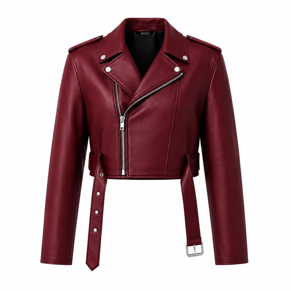 WOMEN CROPPED RIDER LEATHER JACKET