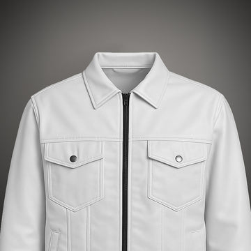 WHITE LEATHER SHACKET