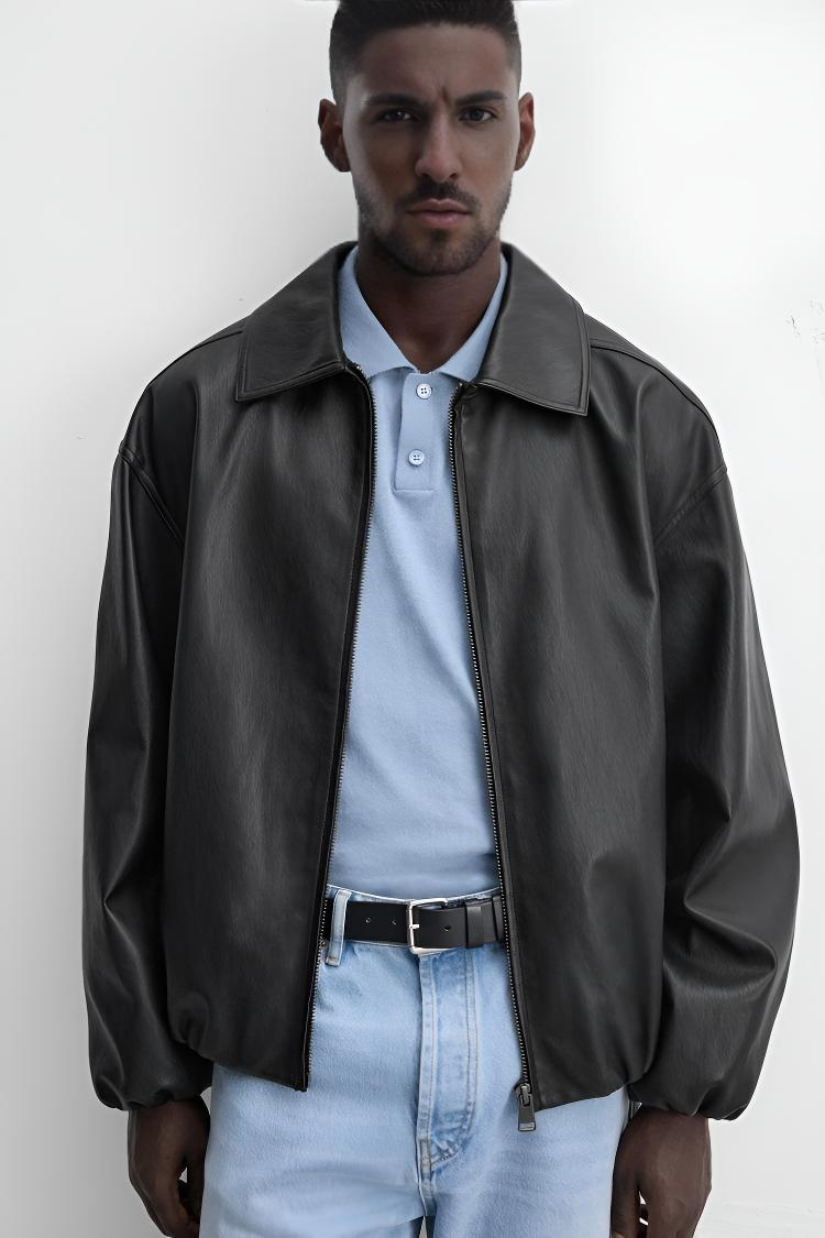 LEATHER BAGGY FIT SHACKET