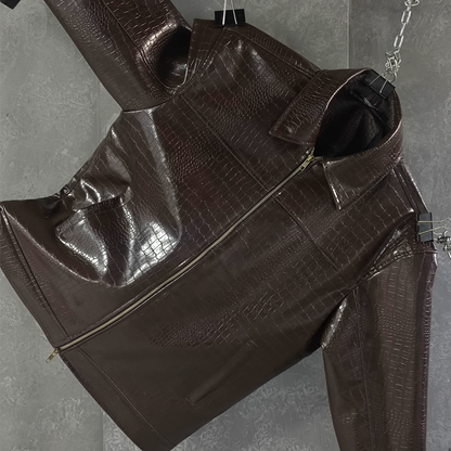 CROC TEXTURED LEATHER JACKET