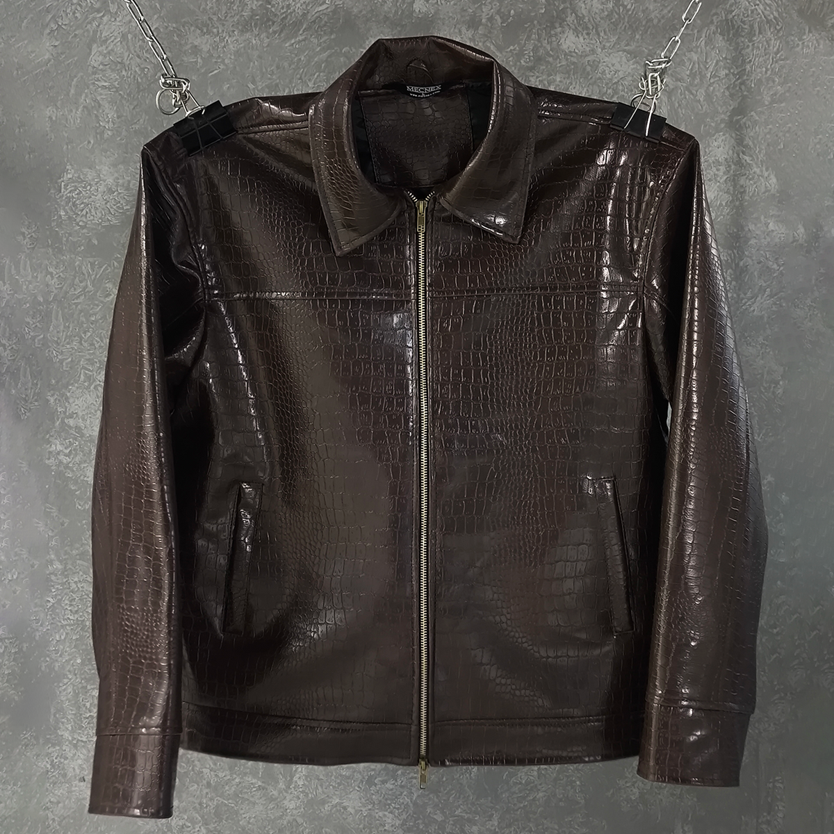 CROC TEXTURED LEATHER JACKET