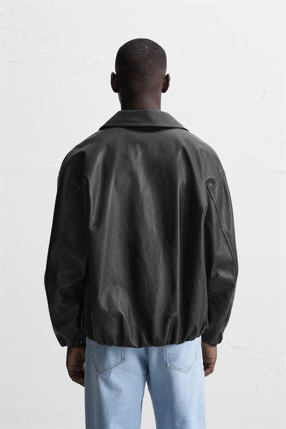 LEATHER BAGGY FIT SHACKET