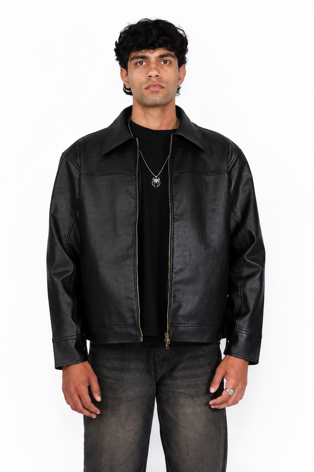 BOXY FIT LEATHER JACKET