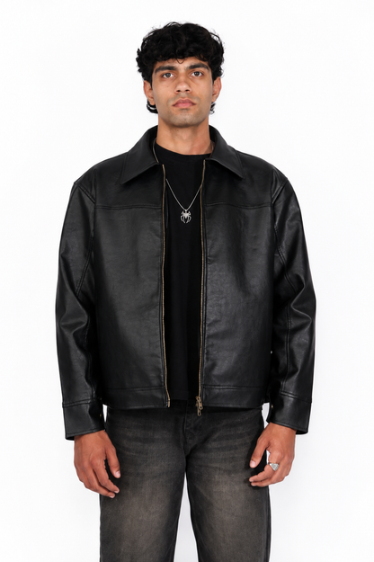 BOXY FIT LEATHER JACKET