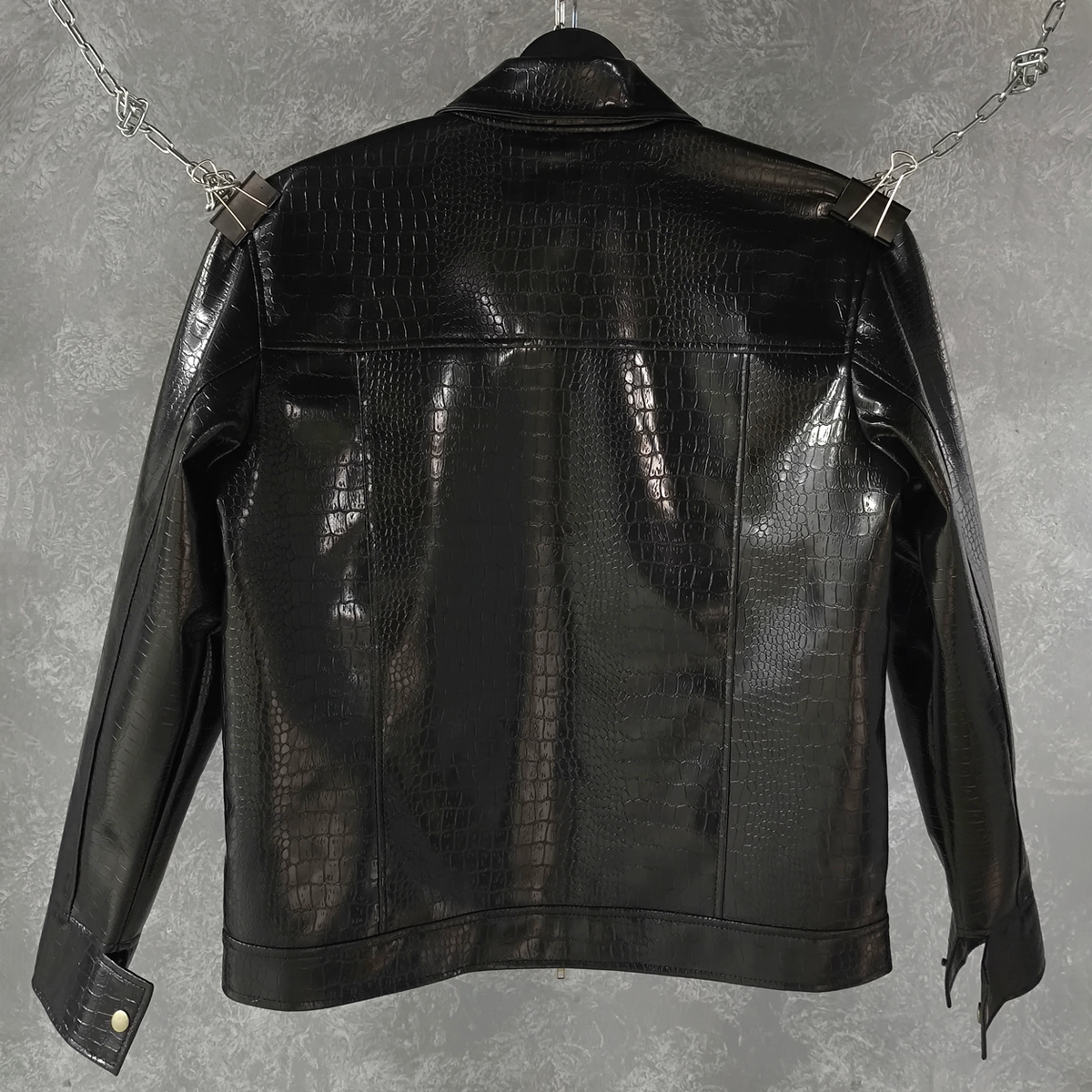 CROC TEXTURED LEATHER JACKET