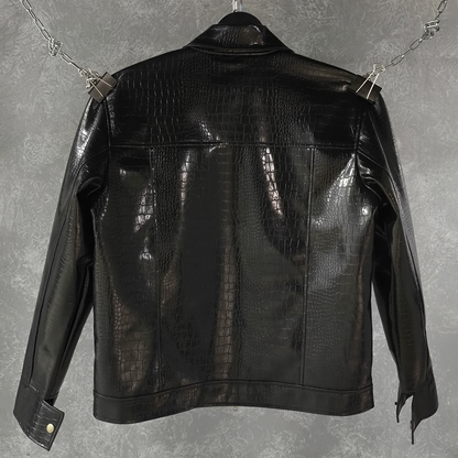 CROC TEXTURED LEATHER JACKET