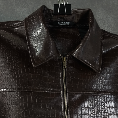 CROC TEXTURED LEATHER JACKET