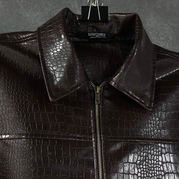 CROC TEXTURED LEATHER JACKET