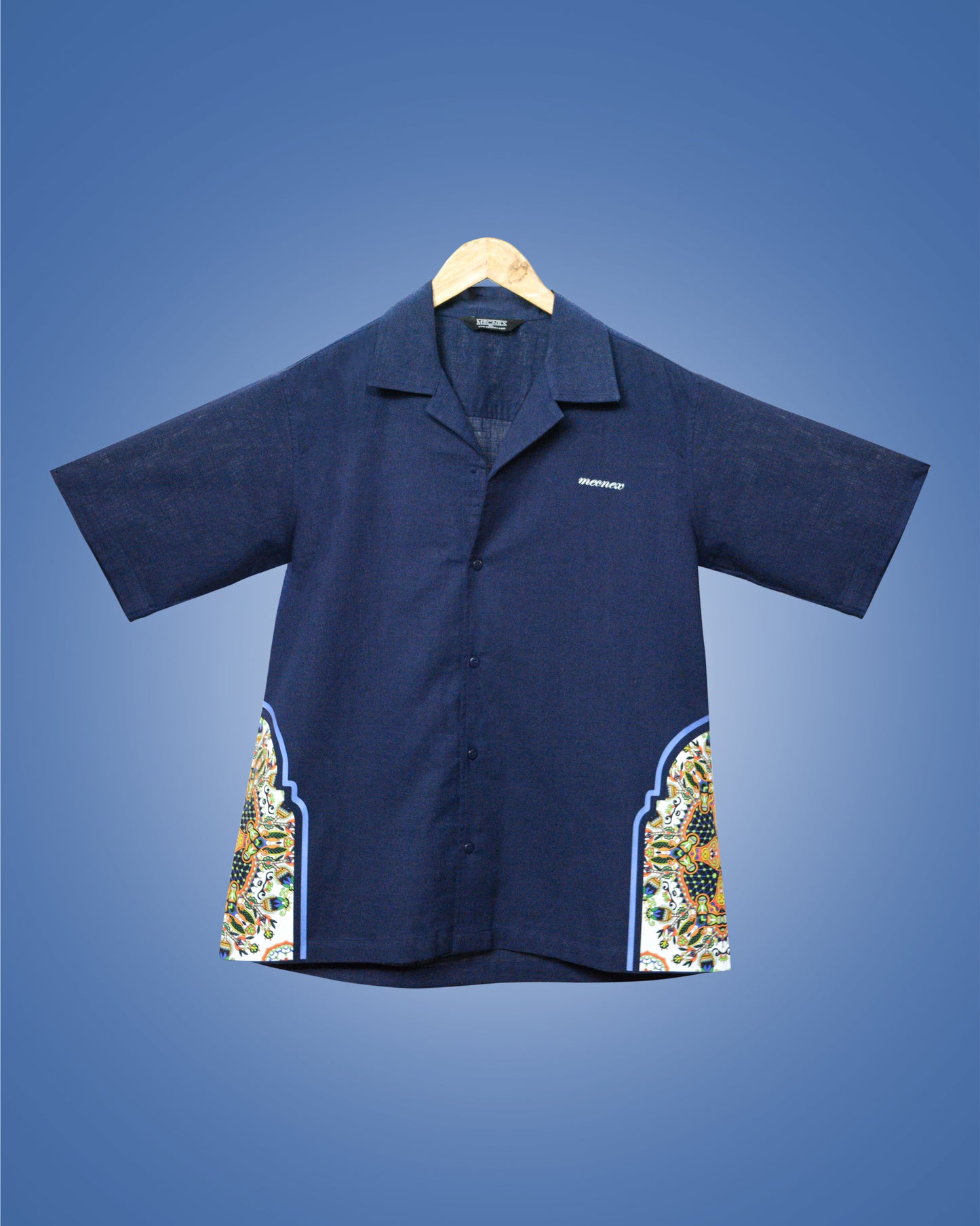 Midnight Mosaic Drop‑Shoulder Shirt
