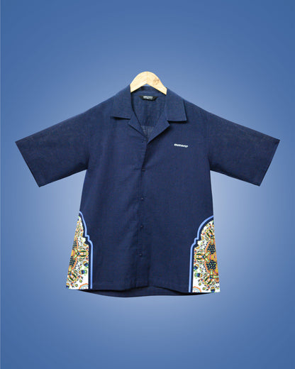 Midnight Mosaic Drop‑Shoulder Shirt