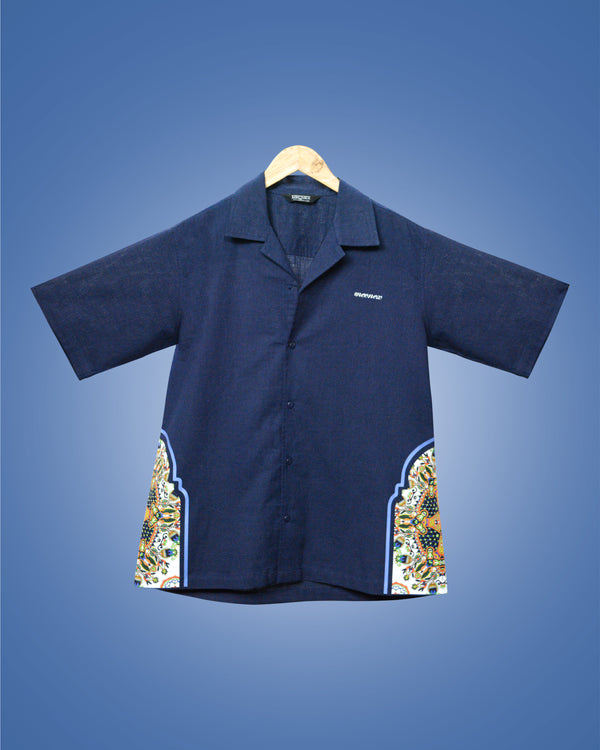 Midnight Mosaic Drop‑Shoulder Shirt
