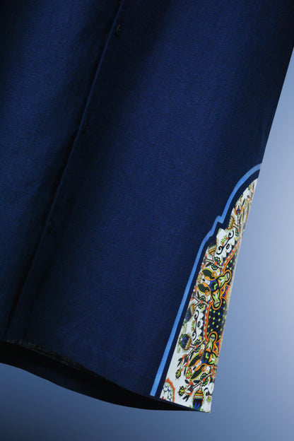 Midnight Mosaic Drop‑Shoulder Shirt