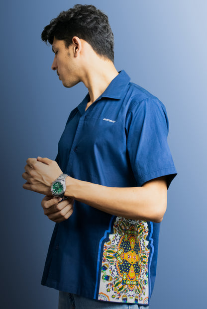 Midnight Mosaic Drop‑Shoulder Shirt