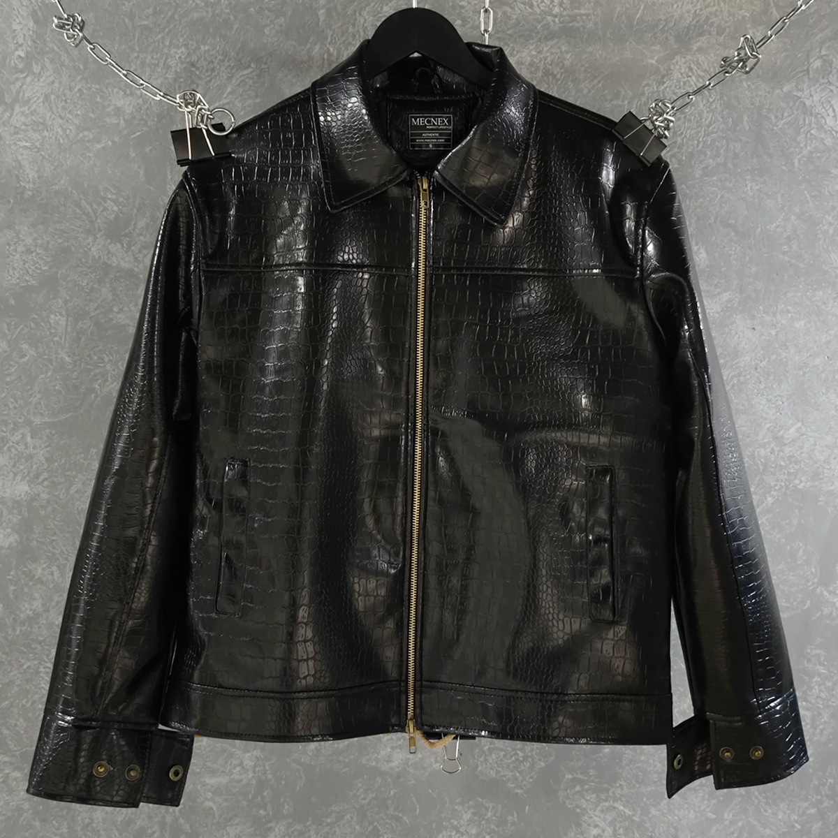 CROC TEXTURED LEATHER JACKET