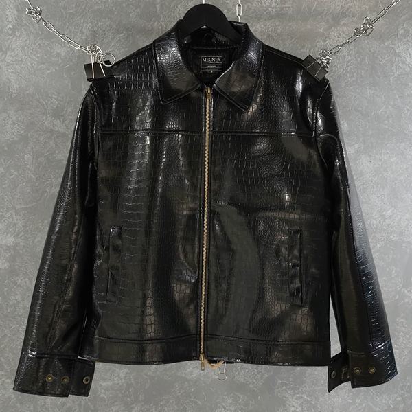 CROC TEXTURED LEATHER JACKET
