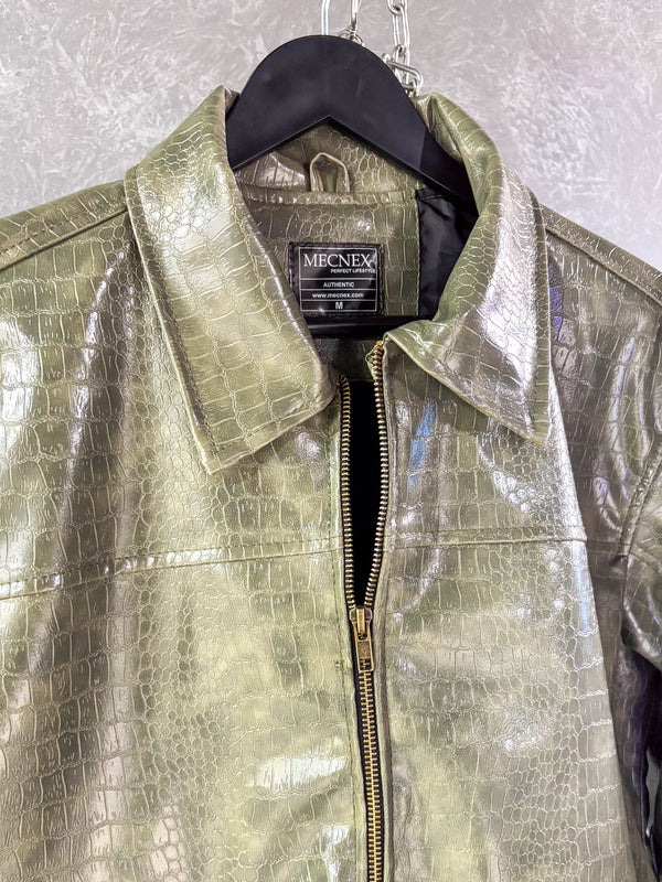 CROC TEXTURED LEATHER JACKET