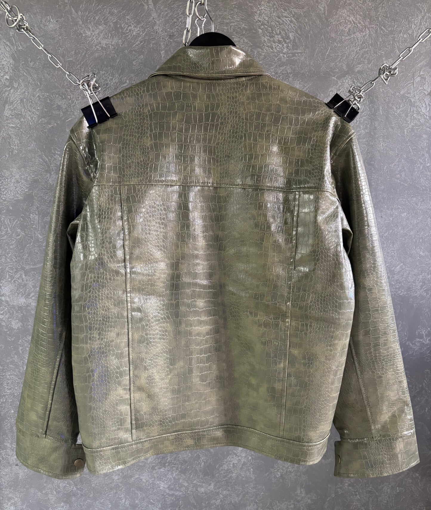 CROC TEXTURED LEATHER JACKET