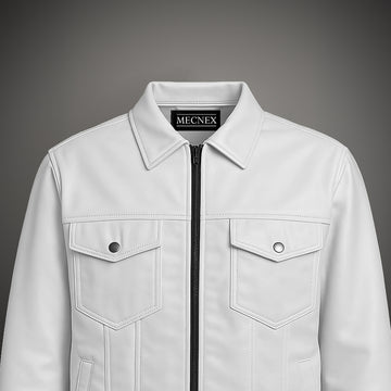 WHITE LEATHER SHACKET