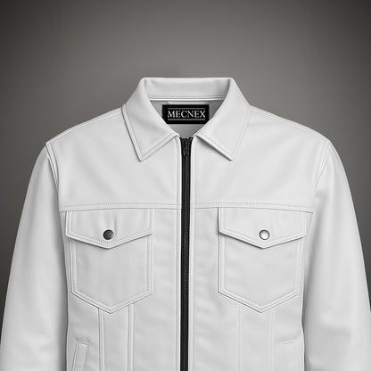 WHITE LEATHER SHACKET