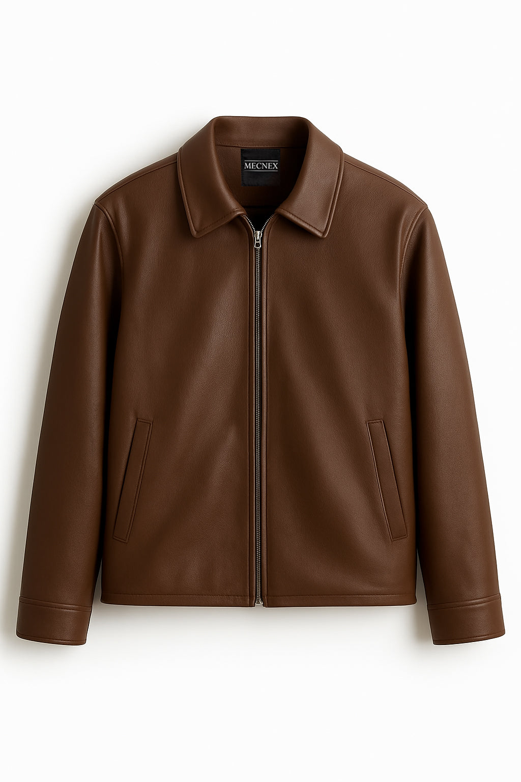 Mecnex Classic Tan Brown Leather Zip Jacket