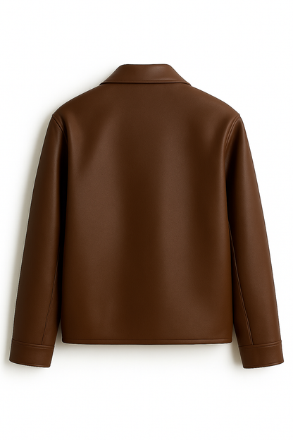 Mecnex Classic Tan Brown Leather Zip Jacket