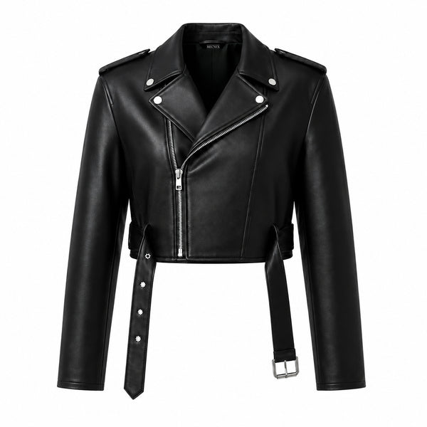 WOMEN CROPPED RIDER LEATHER JACKET