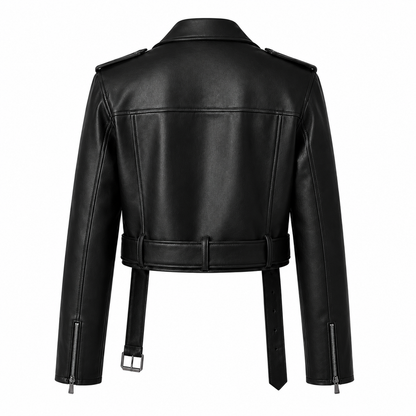 WOMEN CROPPED RIDER LEATHER JACKET