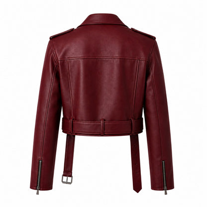 WOMEN CROPPED RIDER LEATHER JACKET
