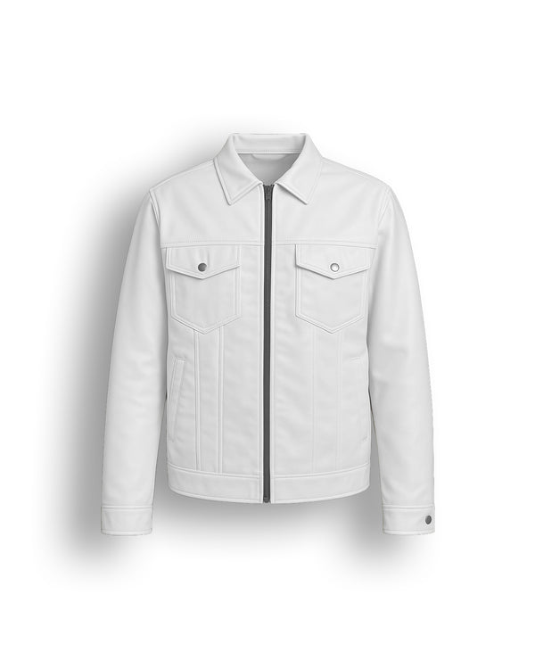 WHITE LEATHER SHACKET