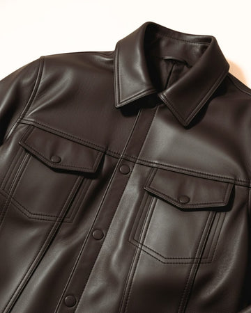 CLASSIC BUTTON TRUCKER LEATHER JACKET