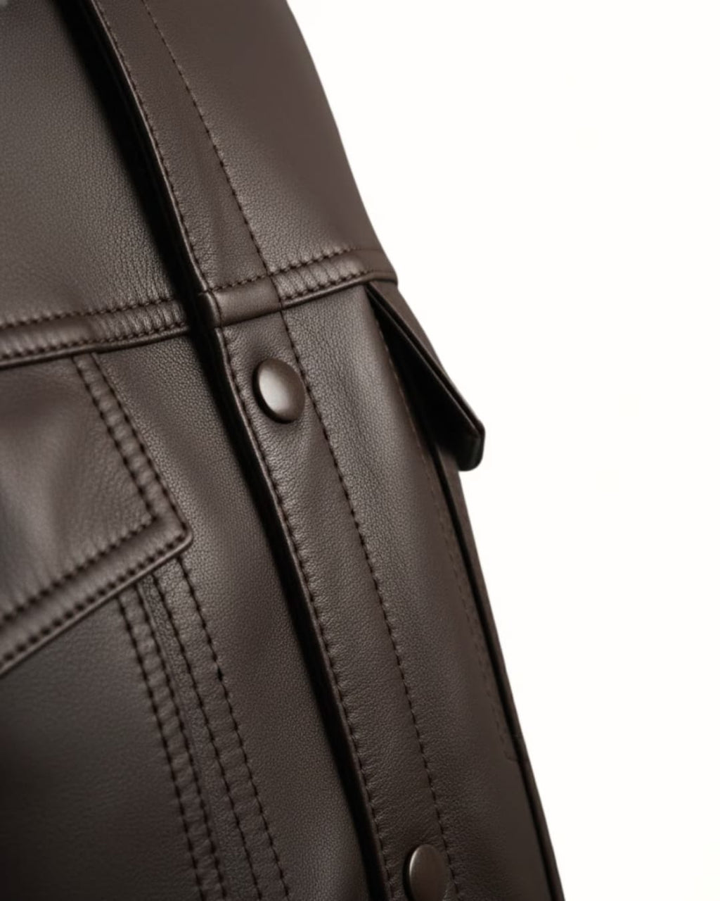 CLASSIC BUTTON TRUCKER LEATHER JACKET