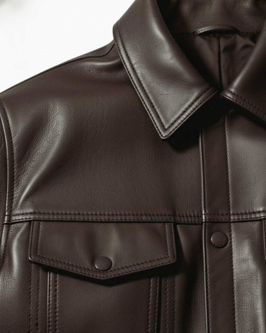 CLASSIC BUTTON TRUCKER LEATHER JACKET