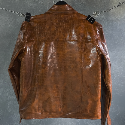 CROC TEXTURED LEATHER JACKET